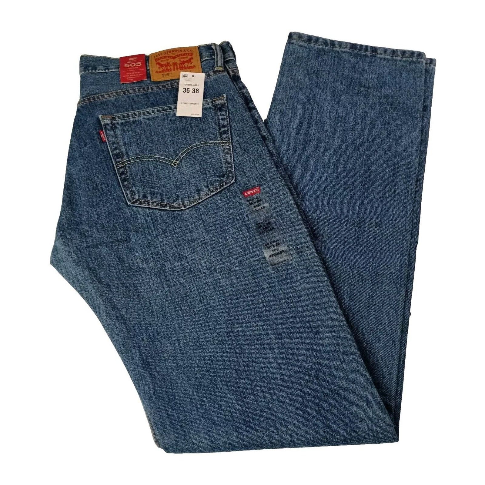 Levi's Levi's 505 Jeans Men's 36x38 Regular Fit Straight Leg Blue Size US 36 / EU 52 - 1 Thumbnail