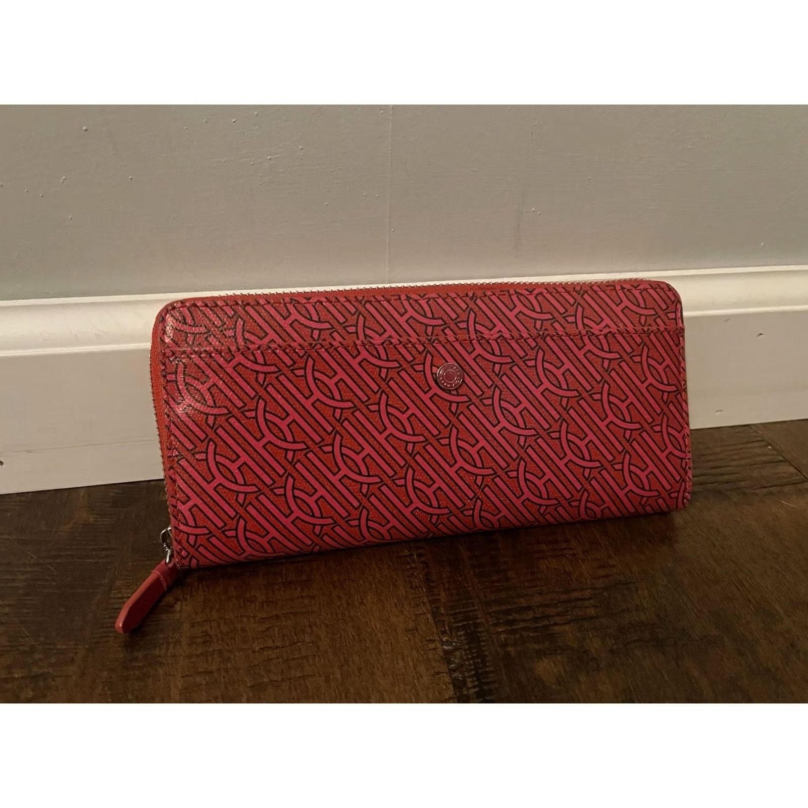 Cole Haan COLE HAAN Red Leather Wallet Zip Around Monogram Logo Continental Womens Size ONE SIZE - 2 Thumbnail