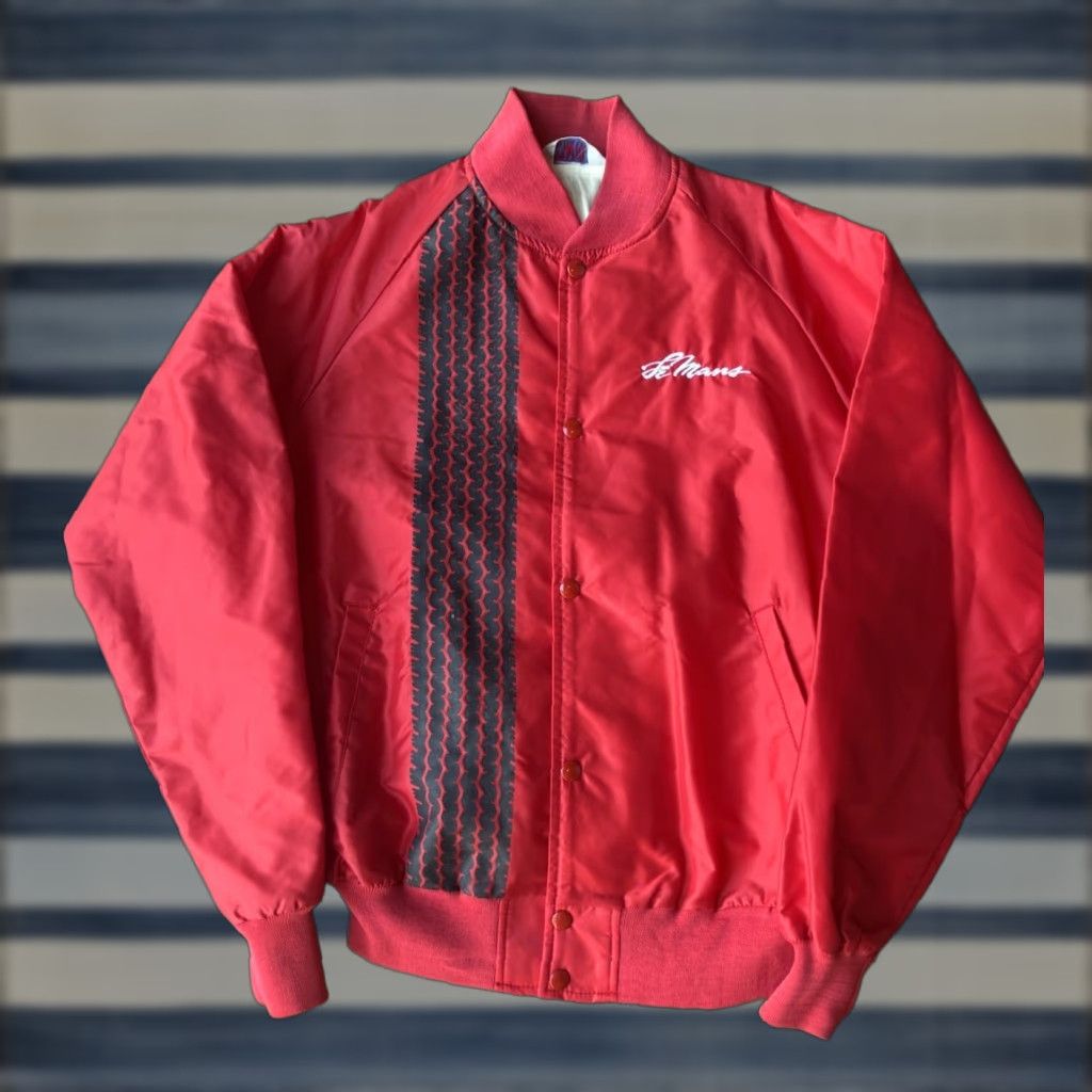 Vintage VINTAGE Le Mans Racing Satin Jacket USA Bomber Jacket Red L Men MVP 80s Size US L / EU 52-54 / 3 - 1 Thumbnail