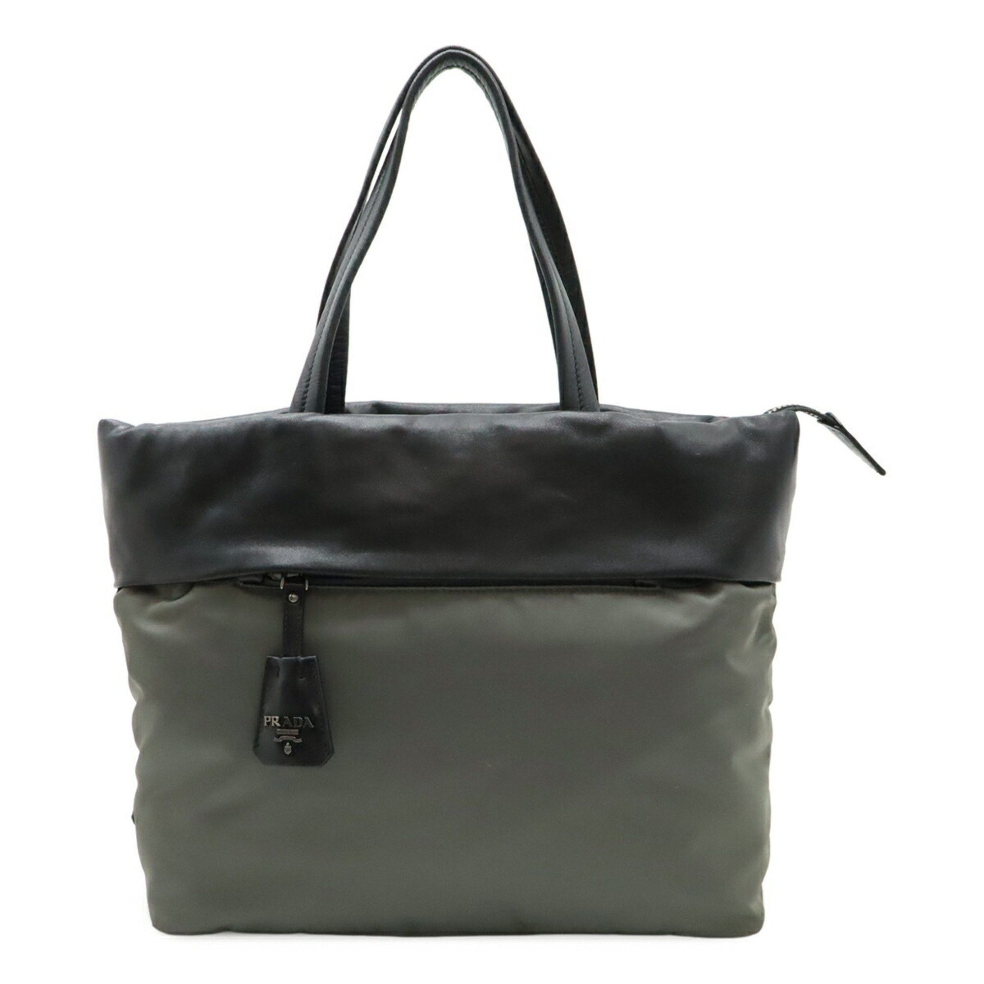 Prada Prada Tote Bag Shoulder Nylon Nappa Leather Bicolor NERO Black Grey Purchased at Duty Free Shop 1BG047 Size ONE SIZE - 1 Thumbnail