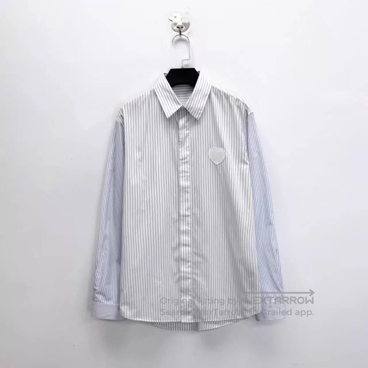 Dior Blue Striped Button-Up Shirt with Heart Patch. Size US M / EU 48-50 / 2 - 1 Thumbnail