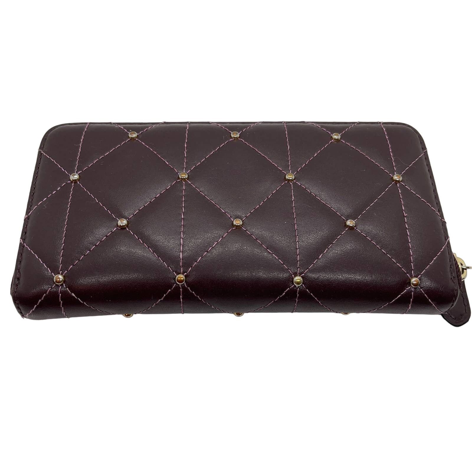 Coach Coach Accordion Zip Wallet Quilted Design Brown Studs Size ONE SIZE - 3 Thumbnail