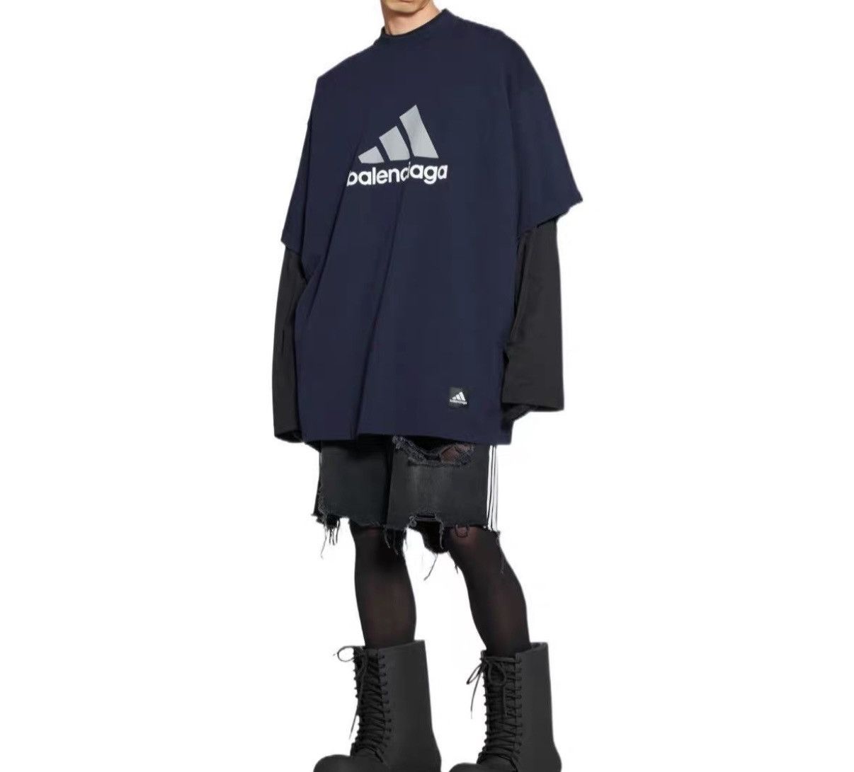 Balenciaga Balenciaga x Adidas Dark Blue Short Sleeve T-shirt Size US S / EU 44-46 / 1 - 3 Thumbnail