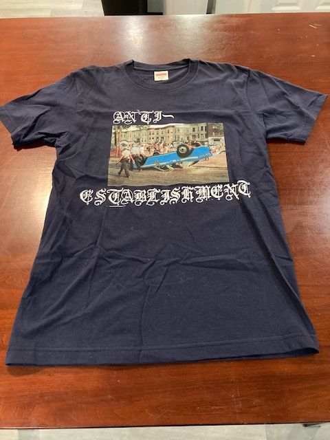 Supreme Supreme Navy Anti-Establishment Tee (FW2013) DS Size US L / EU 52-54 / 3 - 1 Thumbnail
