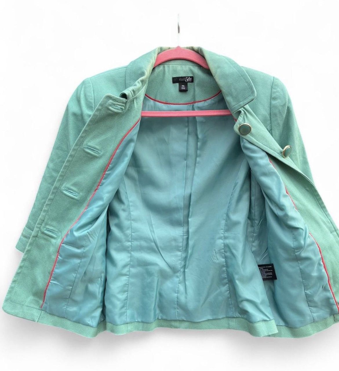 Vintage East 5th Mint Green Button Blazer Jacket 3/4 Sleeve Size S / US 4 / IT 40 - 2 Thumbnail