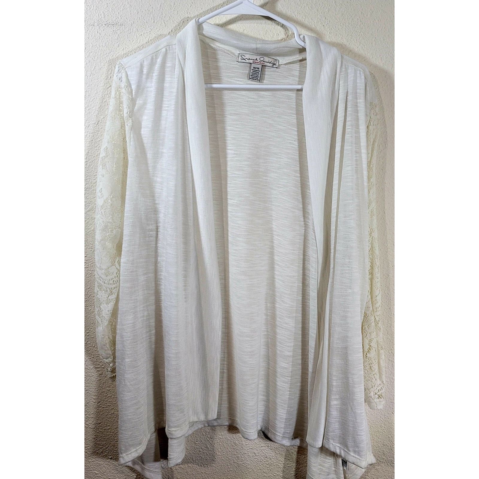 Other French Laundry White Open Front Cardigan Sweater 14 16 Size XL / US 12-14 / IT 48-50 - 5 Thumbnail