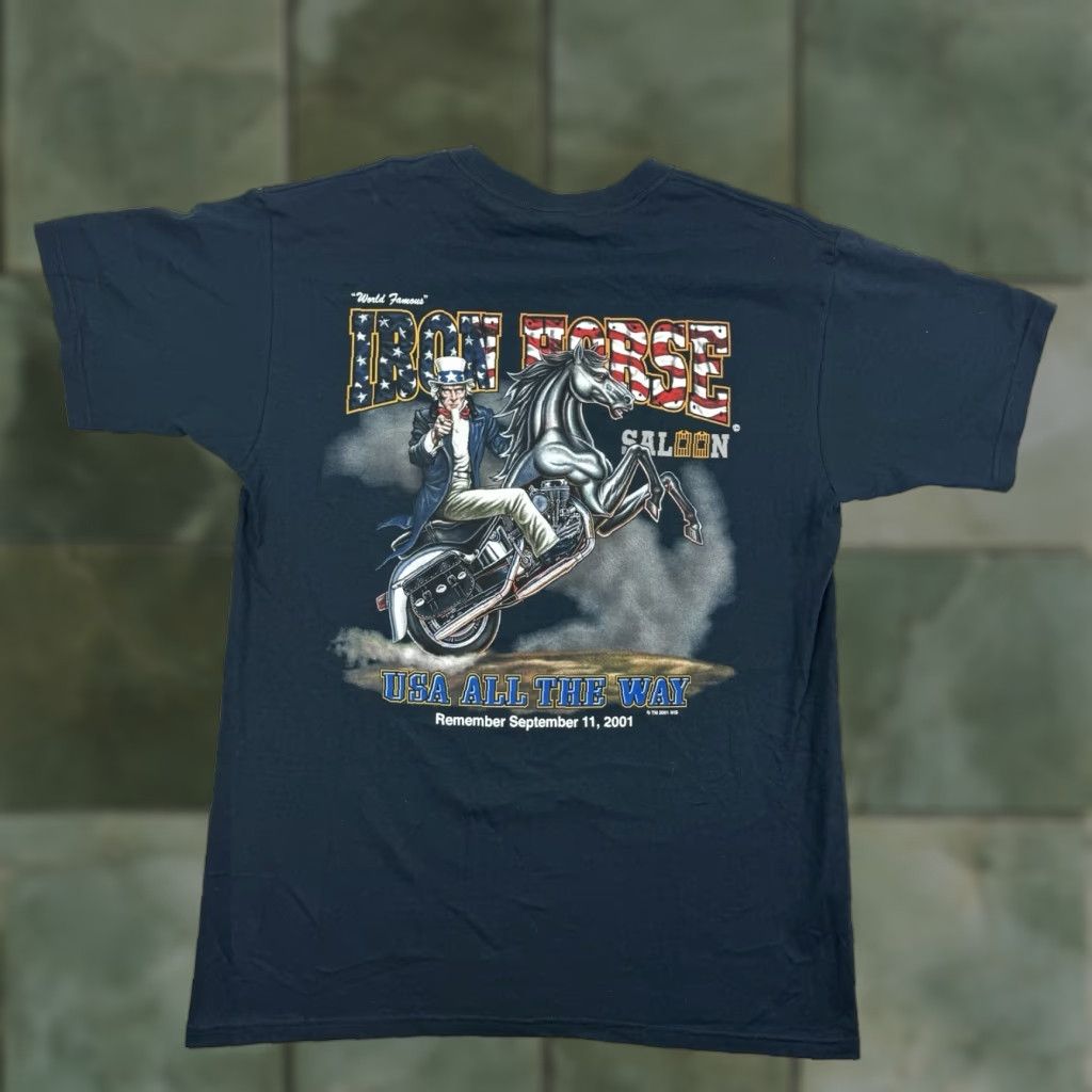 Anvil VINTAGE Iron Horse Saloon T Shirt Adult Large Black 9/11 2001 United States USA Biker Motorcycle Y2K Size US L / EU 52-54 / 3 - 1 Thumbnail