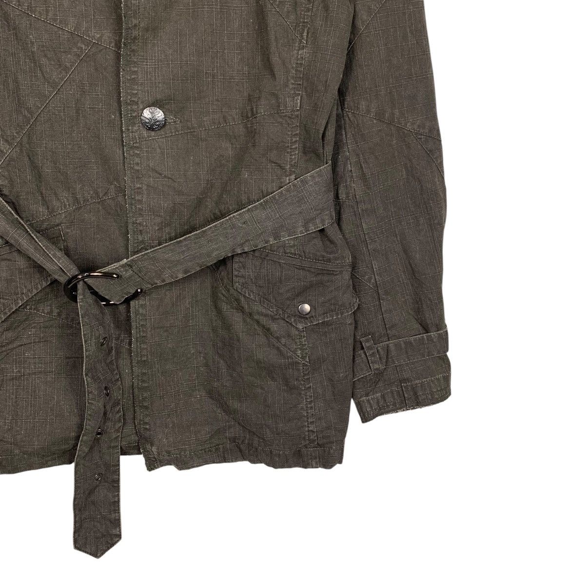 In The Attic IN THE ATTIC Cotton Crosshatch Belted Coat Jacket #2784-C126 Size L / US 10 / IT 46 - 6 Thumbnail
