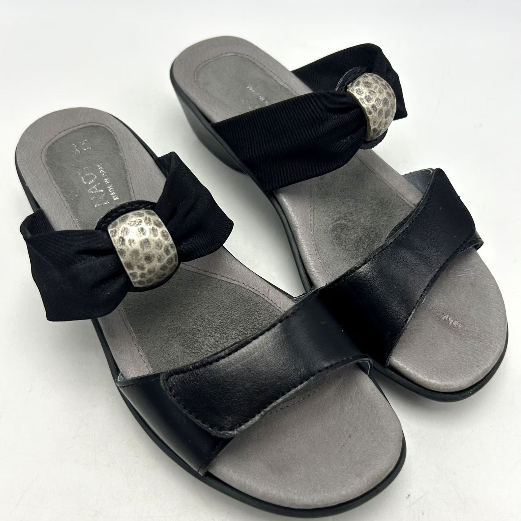 Vintage Naot Sandals Womens 5 Pinotage Wedge Black Leather 36 Adjustable 2" Read Size US 5.5 / IT 35.5 - 2 Thumbnail