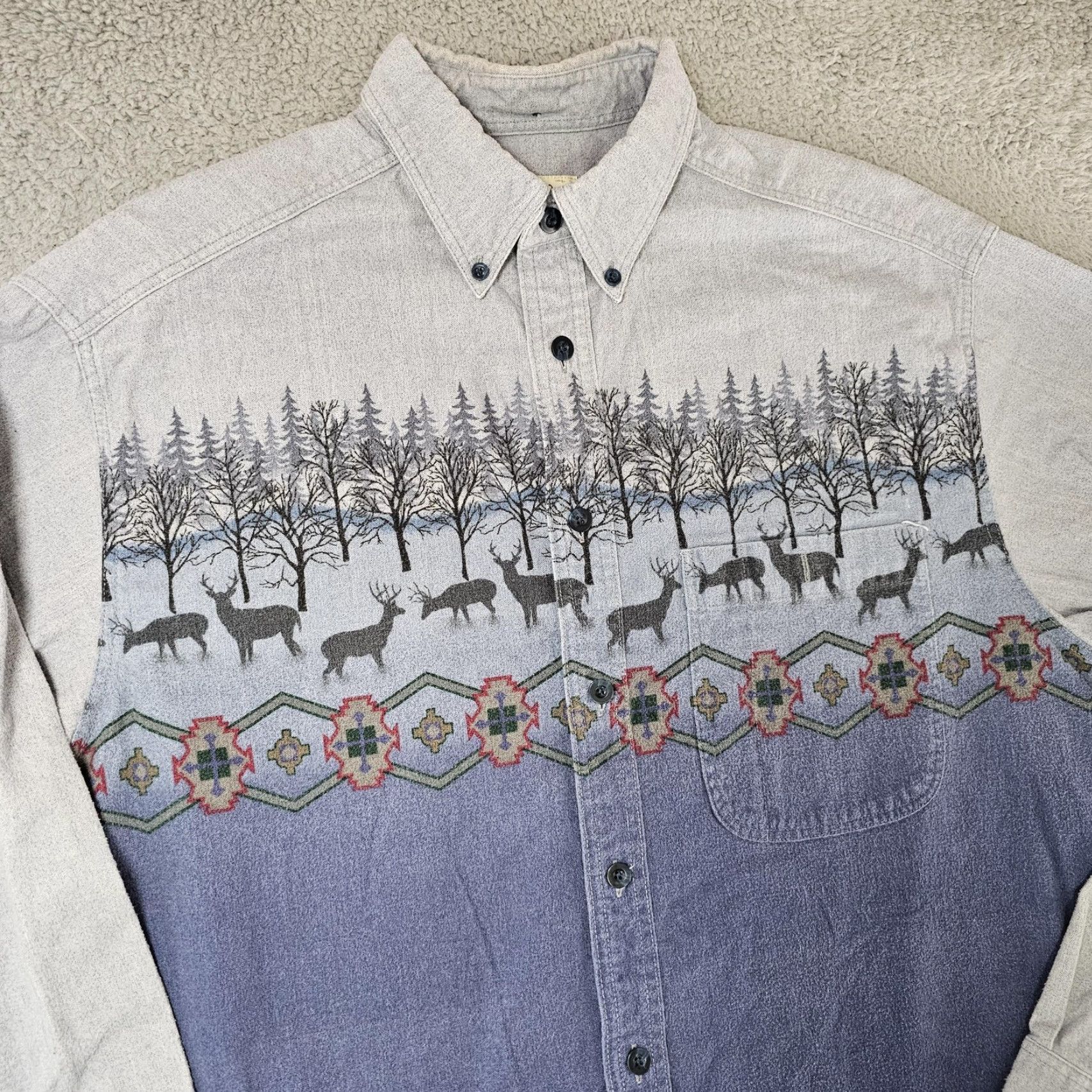 Vintage Cabela’s Mens Deerskin Soft Chamois Cloth Deer Wildlife Flannel Shirt Large Tall Size US L / EU 52-54 / 3 - 2 Thumbnail