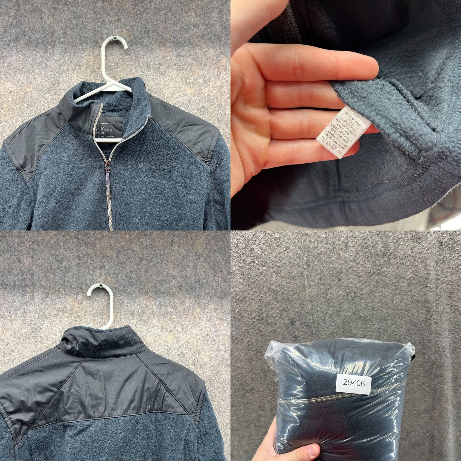 Calvin Klein VINTAGE Calvin Klein Jacket Mens Small Black Full Zip Tech Fleece Polyester Bomber VTG Size US S / EU 44-46 / 1 - 8 Thumbnail