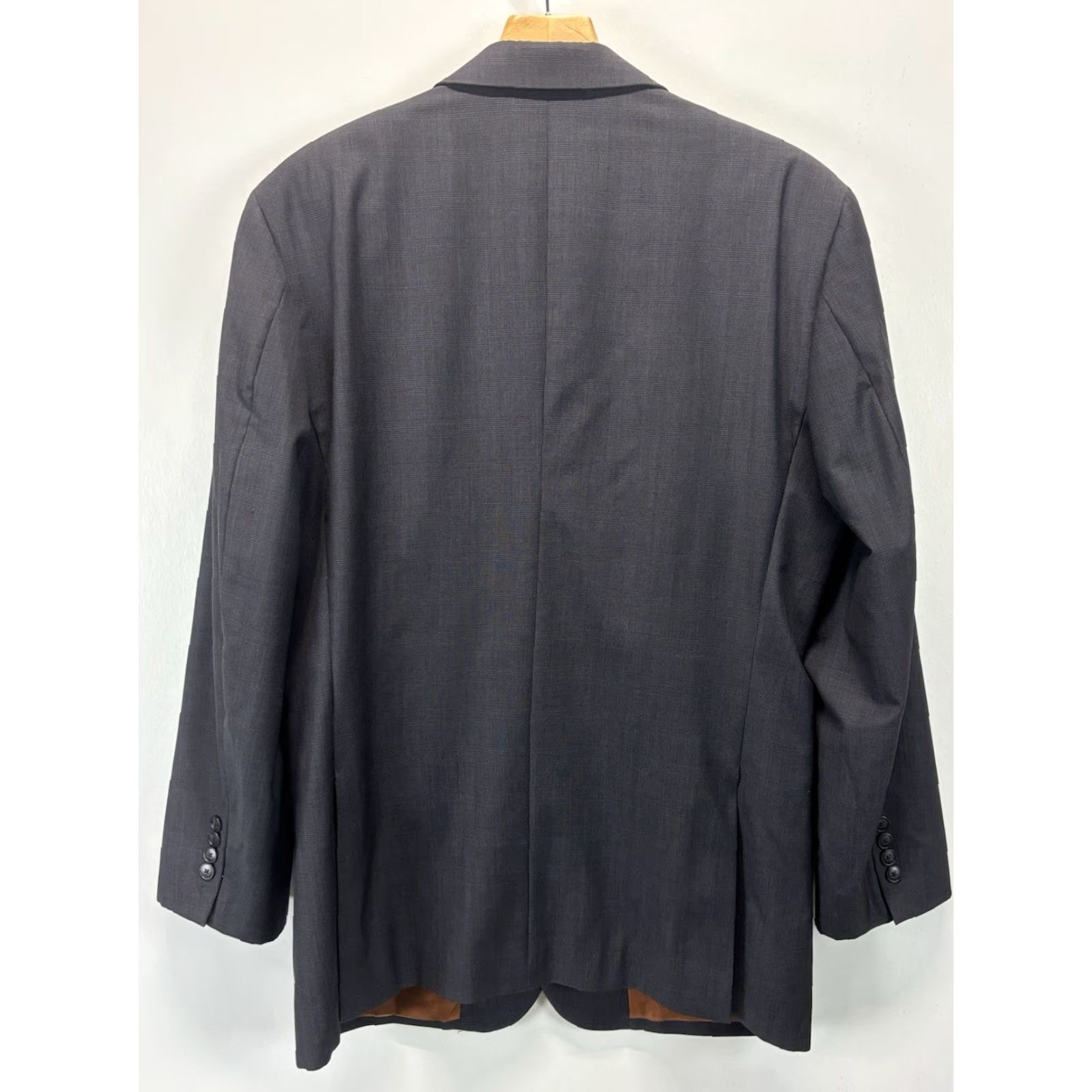 Jos. A. Bank VINTAGE Jos A Bank Blazer Jacket Sport Coat Mens 43L Wool Slim Fit Plaid Blue/Grey Long Two-Button Classic Business Blazer Mens Big & Tall Size 46R - 2 Thumbnail