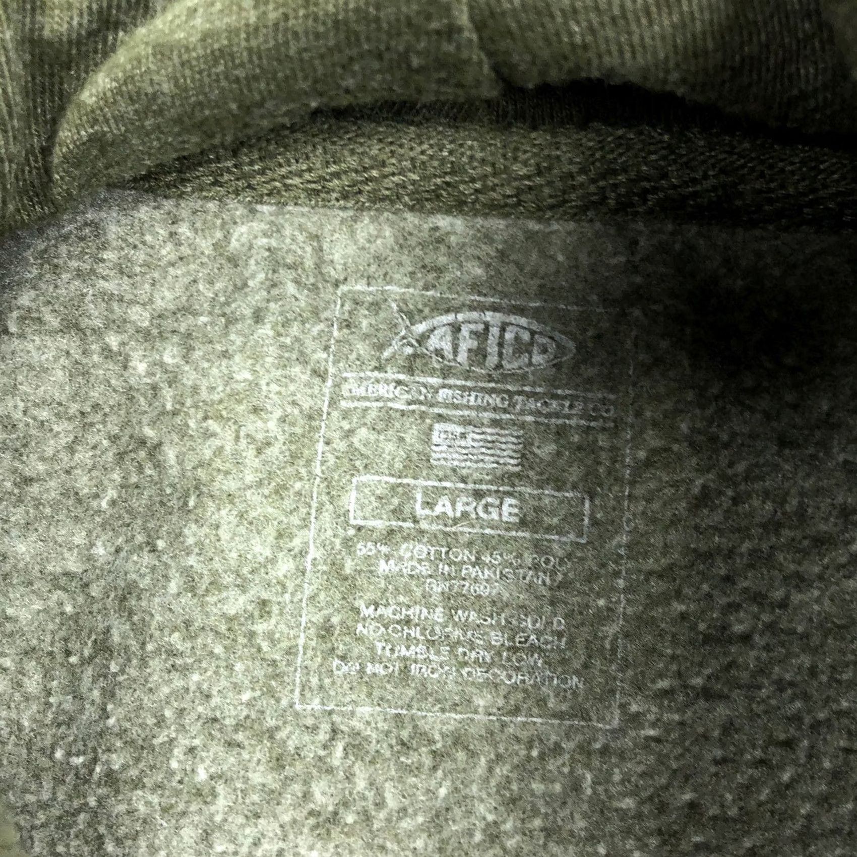 Vintage AFTCO Hoodies Pullover Women's Green Logo Graphic Print Drawstring Pockets Long Sleeve Cotton Blend Fleece L Size L / US 10 / IT 46 - 6 Thumbnail