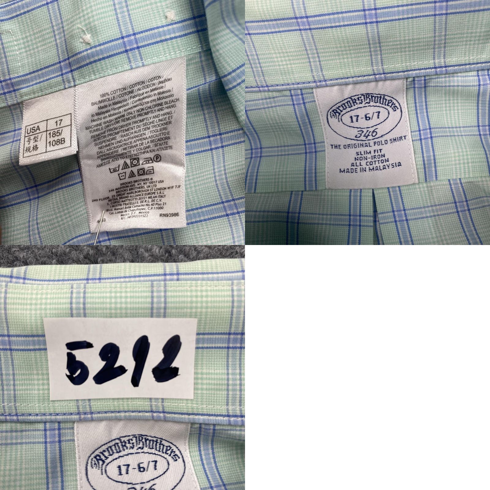 Brooks Brothers Brooks Brothers Shirt Mens 17 Green Blue Plaid Slim Fit Non Iron Cotton Size US XL / EU 56 / 4 - 8 Thumbnail