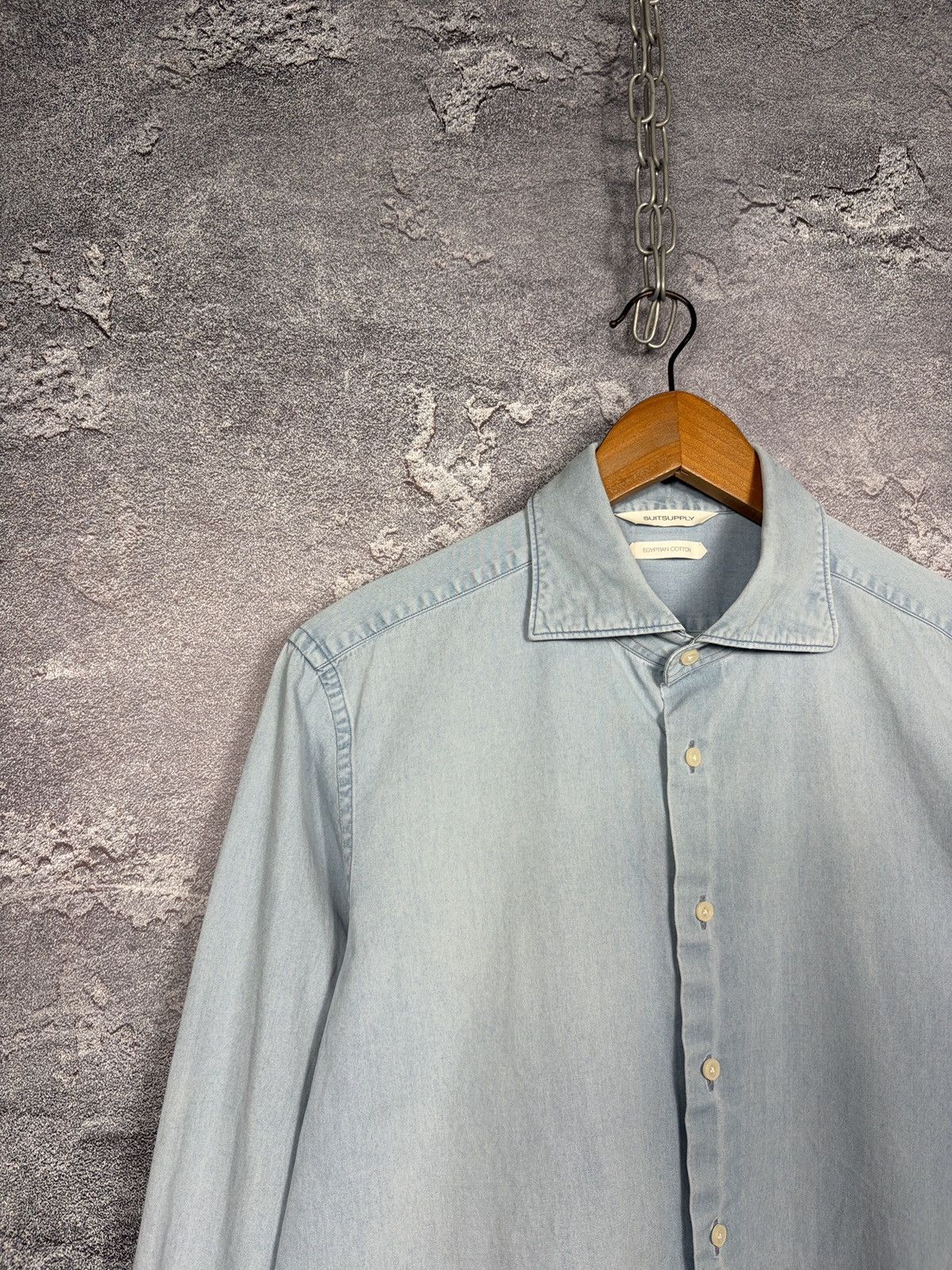 Suitsupply Suittsupply Egyptian Cotton Denim Classic Shirt Size M Size US M / EU 48-50 / 2 - 3 Thumbnail