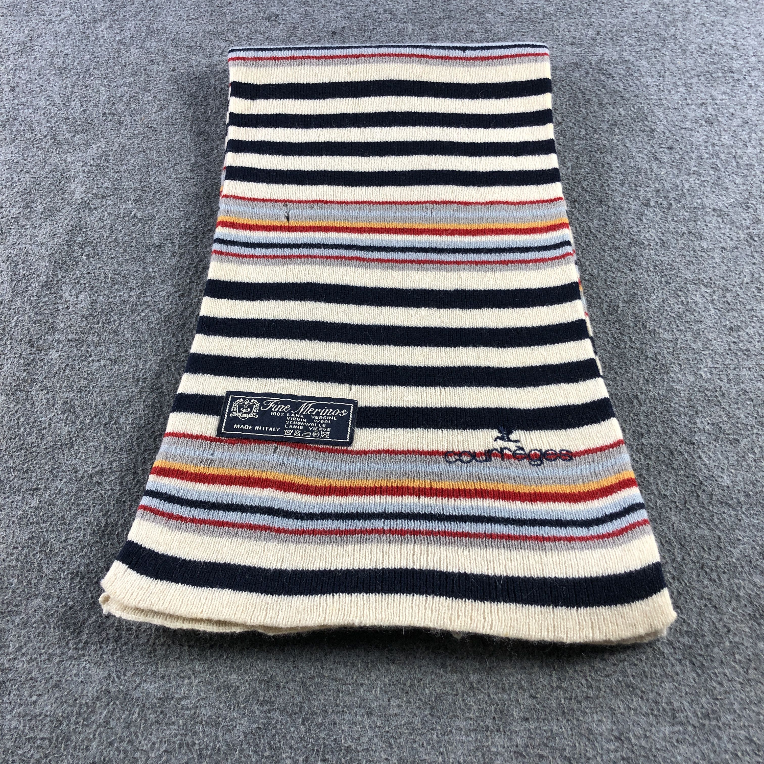Courreges Courreges Striped Wool Scarf Muffler V2956 Size ONE SIZE - 2 Thumbnail