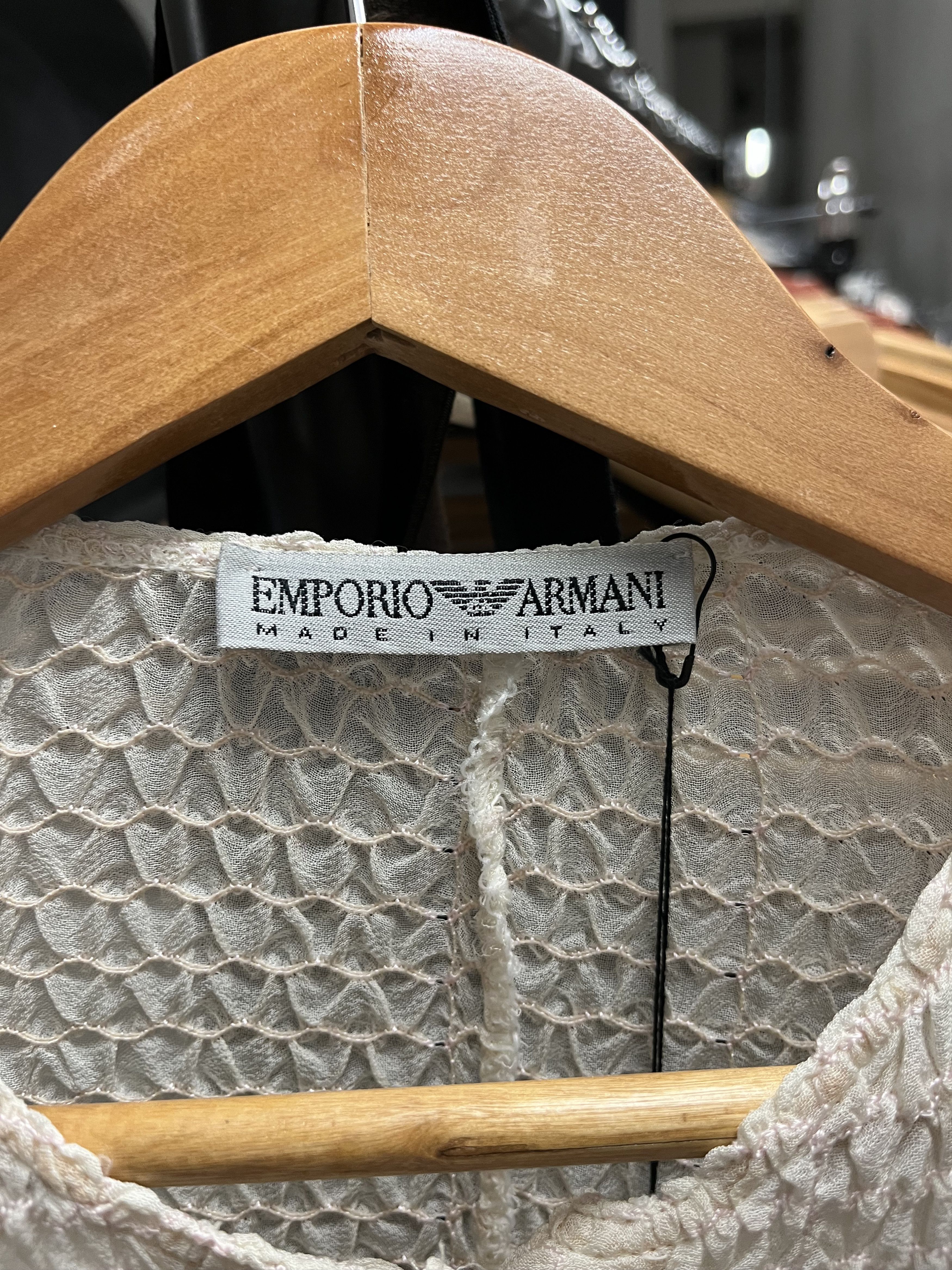 Emporio Armani S/S 2000 Semitransparent Ruched White Cardigan Size S / US 4 / IT 40 - 7 Thumbnail