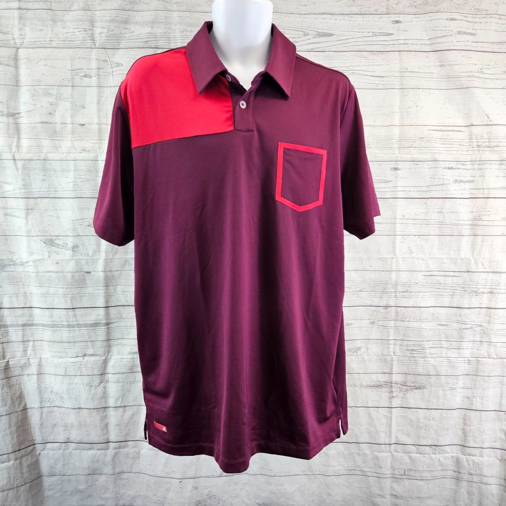 Adidas Adidas Polo Shirt Mens Large Burgundy Red Short Sleeve Puremotion Cool Max Size US L / EU 52-54 / 3 - 2 Thumbnail