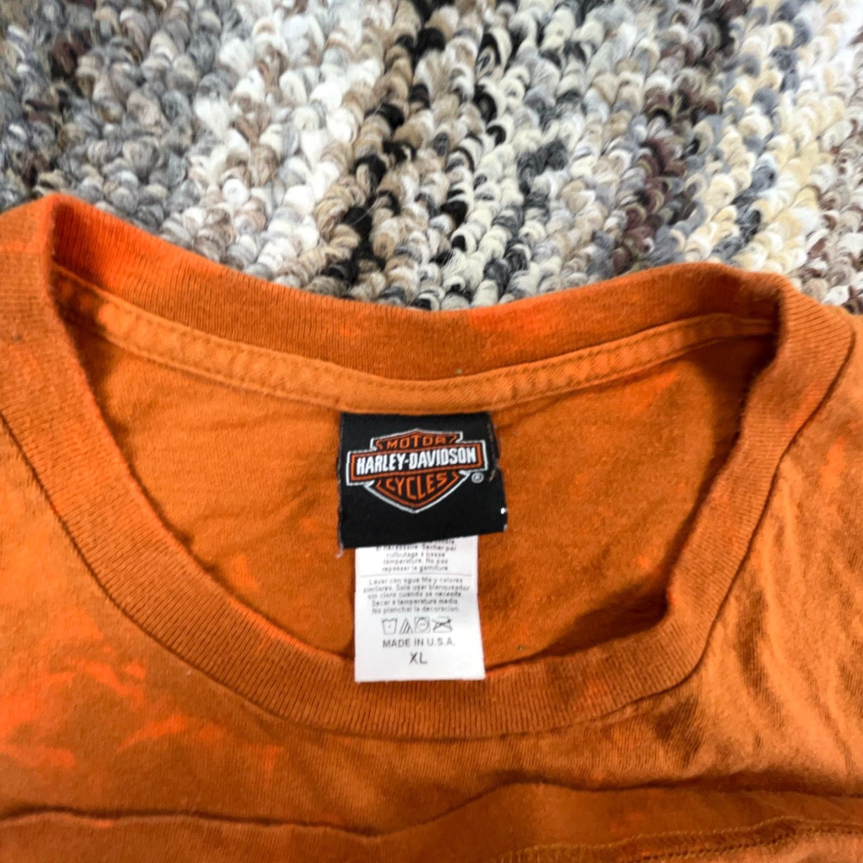 Harley Davidson Harley-Davidson Shirt Men XL Orange Tee Faded Skull Wings 80s Retro Logo Graphic T-Shirt Size US XL / EU 56 / 4 - 3 Thumbnail