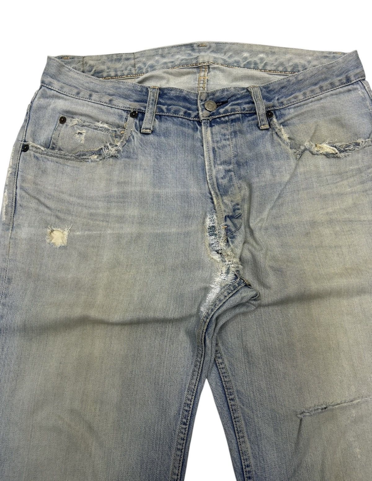 Blue Blue Japan × HOLLYWOOD RANCH MARKET HOLLYWOOD RANCH MARKET HP405 RIPPED THRASHED DISTRESS DENIM Size US 34 / EU 50 - 9 Thumbnail