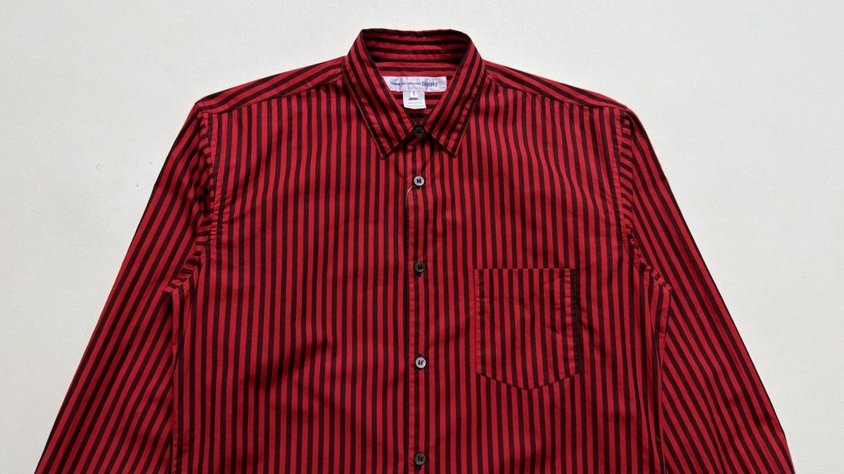 Comme des Garcons Over Dyed Red/Black Striped Shirt Size US S / EU 44-46 / 1 - 4 Thumbnail