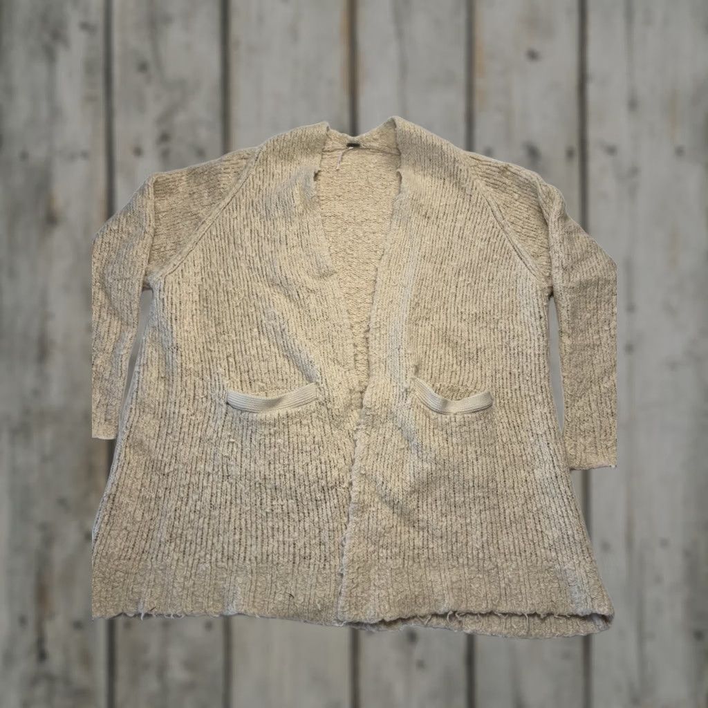 Free People Free People Cardigan Sweater Wool Knit Fuzzy Open Front Bohemian Womens Medium Beige Wool Blend Casual, Travel All Seasons Size M / US 6-8 / IT 42-44 - 1 Thumbnail