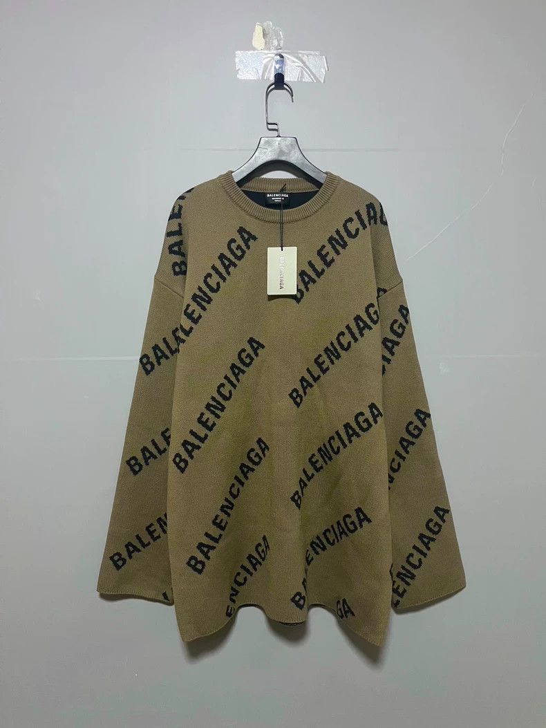 Balenciaga Balenciaga Balenciaga Logo Knit Sweater in Khaki-2506 Size US M / EU 48-50 / 2 - 1 Thumbnail