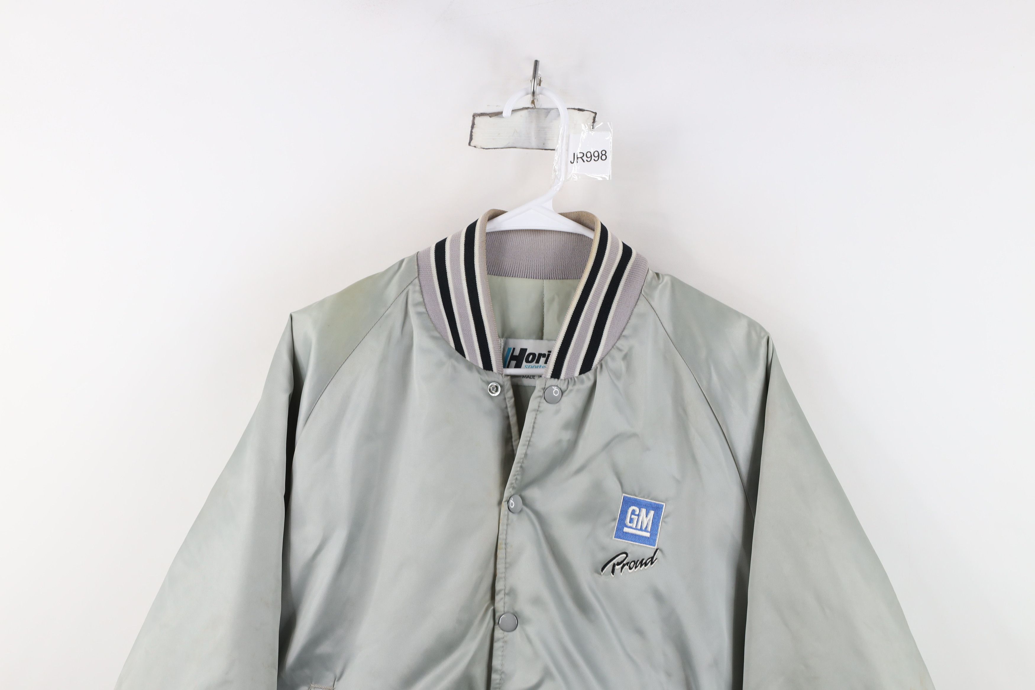 Vintage Vintage 80s General Motors GM Bomber Jacket Silver USA Size US M / EU 48-50 / 2 - 2 Thumbnail
