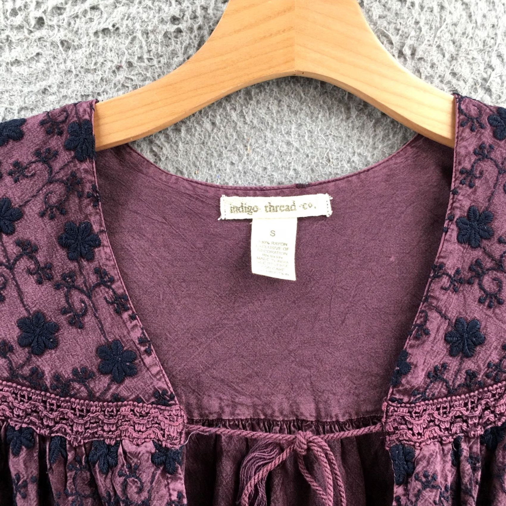 Vintage Indigo Womens S Cardigan Duster Purple Boho Embroidered Fringe Hem Casual Shirt/Top (Indigo Thread) Size S / US 4 / IT 40 - 3 Thumbnail