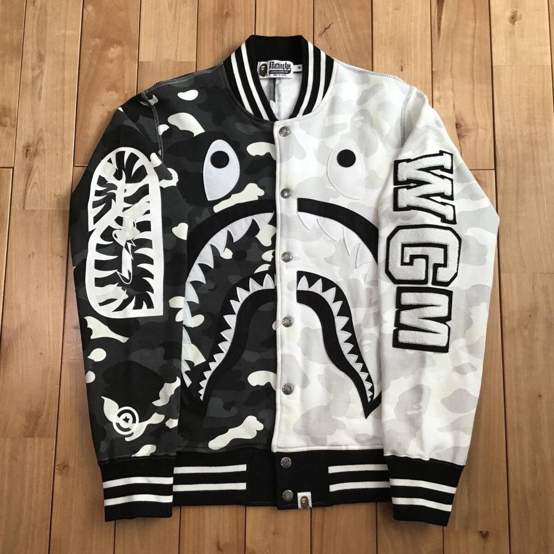 Bape 💫Glow in the dark💫 BAPE city camo shark sweat varsity jacket Size US M / EU 48-50 / 2 - 2 Thumbnail