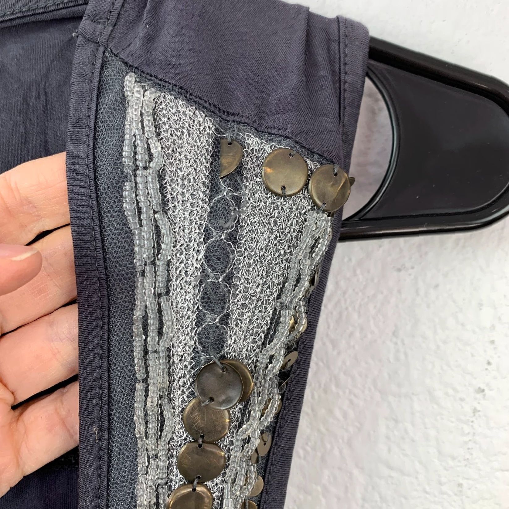 Vintage Y2K Daytrip Women's Embellished Beaded Sleeveless Top XL Gray Bubble Hem Shirt Size XL / US 12-14 / IT 48-50 - 7 Thumbnail