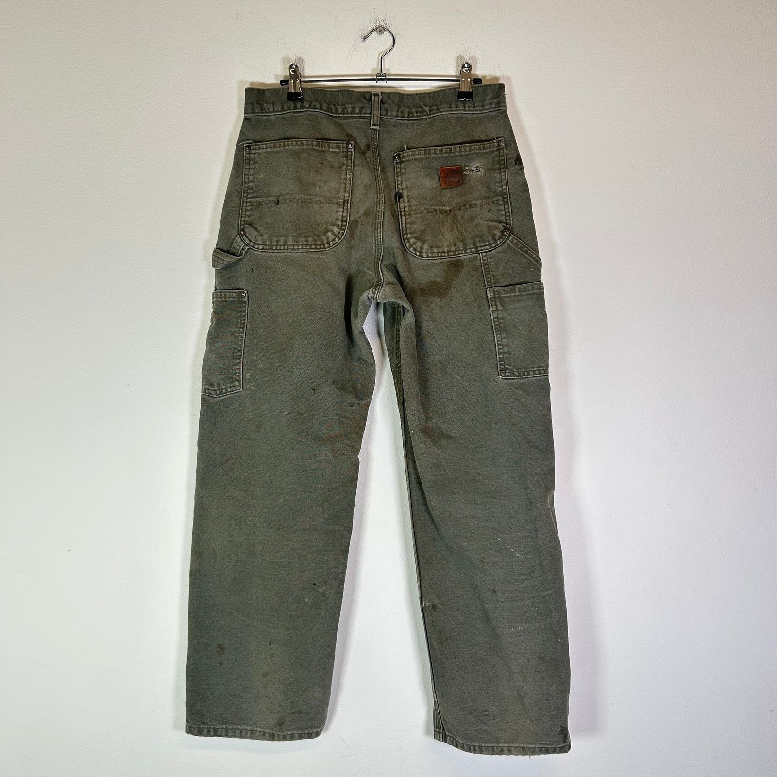 Carhartt Carhartt Olive Thrashed Double Knee Carpenter Pants Size US 31 - 2 Thumbnail
