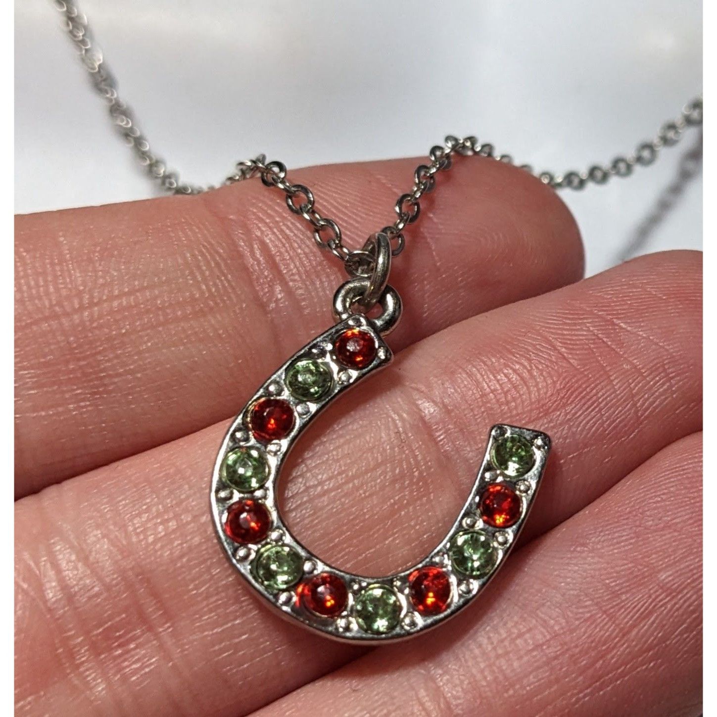 Other Red And Green Rhinestone Horseshoe Necklace Size ONE SIZE - 9 Thumbnail