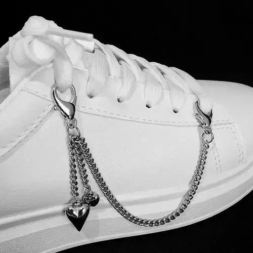 Jewelry Silver Heart Tennis Chain Shoe Buckles, Men's