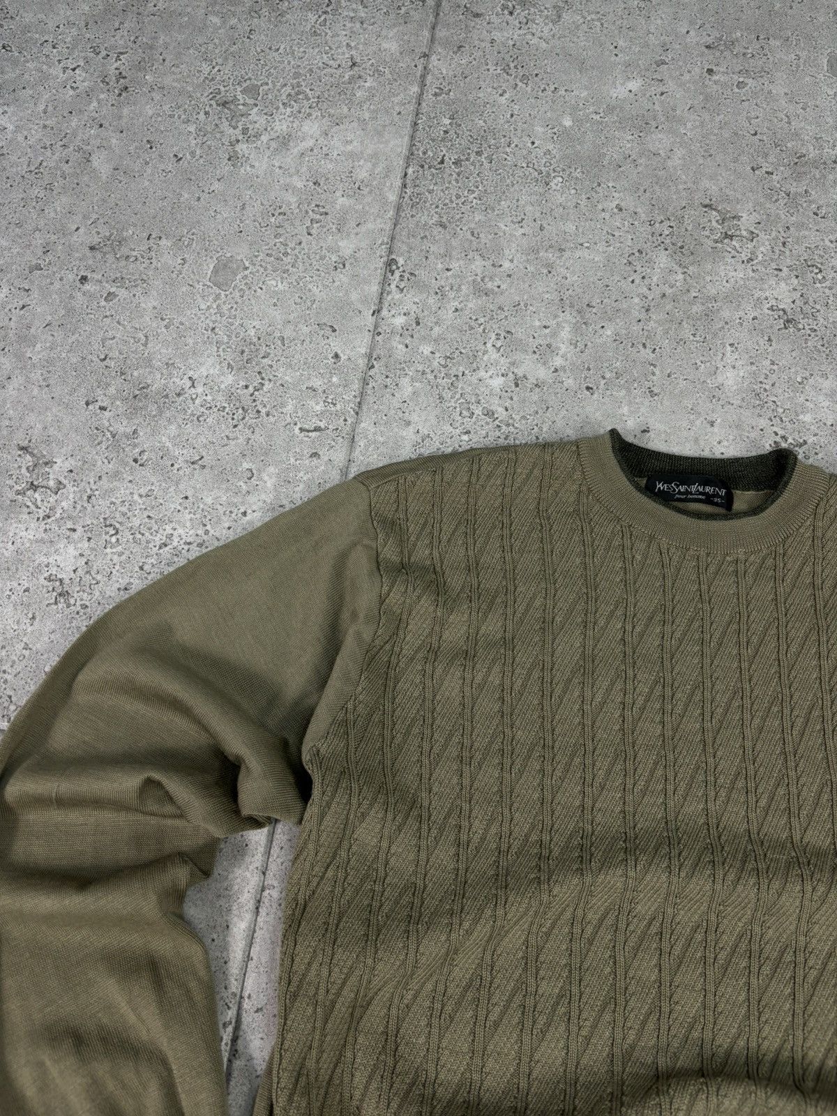 Designer × Yves Saint Laurent 90s RARE Yves Saint Laurent YSL Sweater Knitwear Khaki Size US L / EU 52-54 / 3 - 5 Thumbnail
