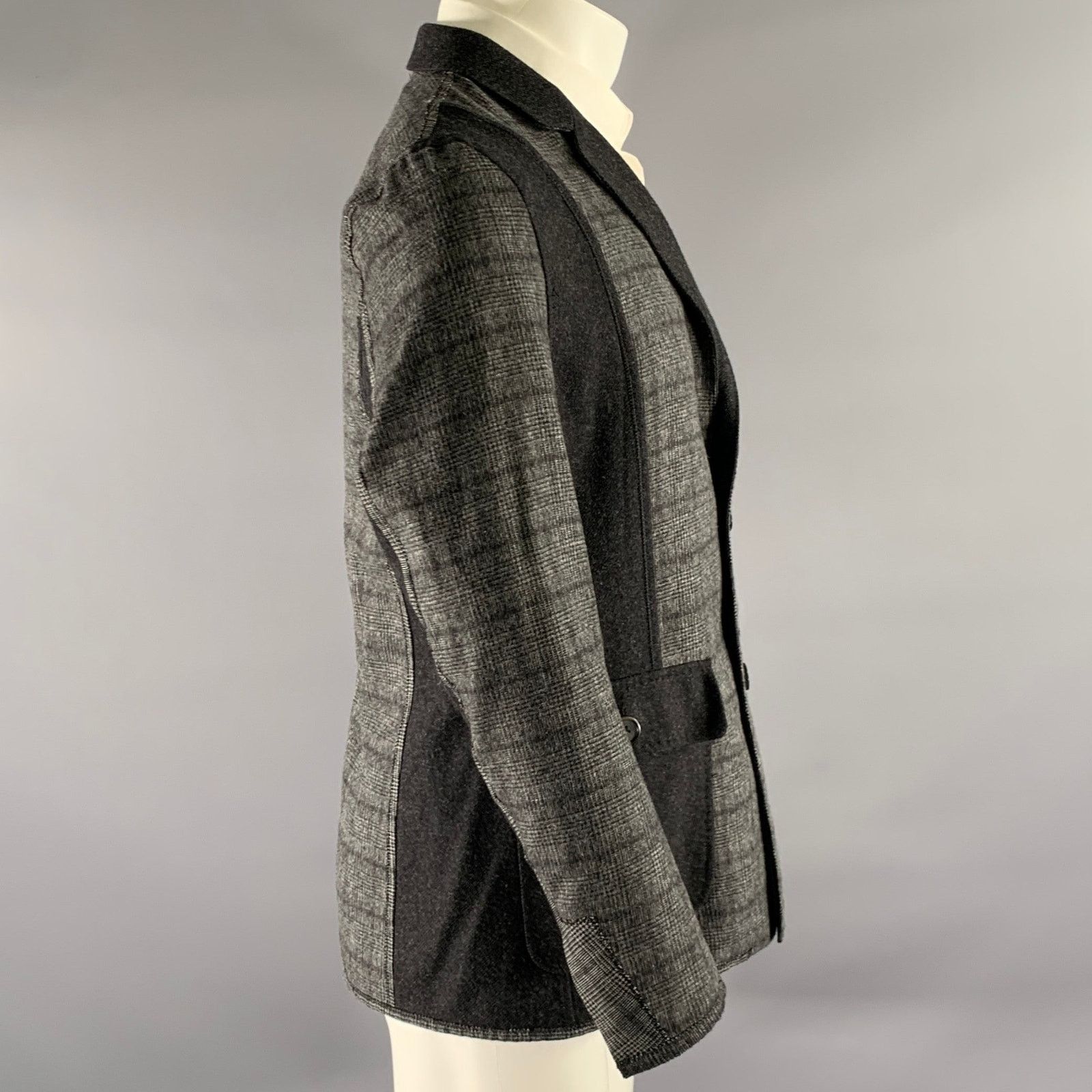 Other ABITO SARTORIALE L Grey Plaid Colorblock Wool Sport Coat Size US L / EU 52-54 / 3 - 3 Thumbnail