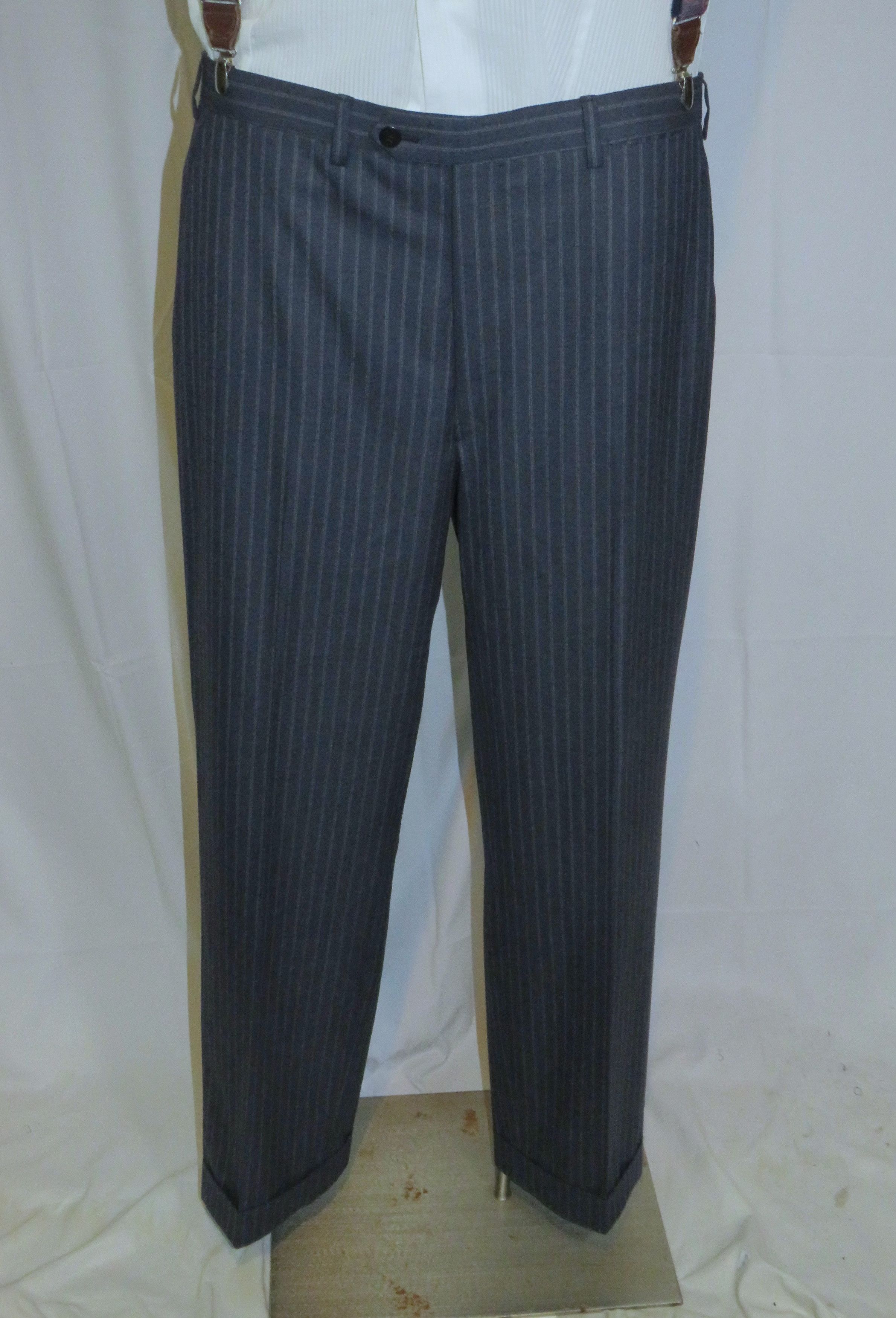 Brioni Nomentano Super 160 Custom Made Blue Striped Suit 42L NWT Size 42L - 14 Thumbnail