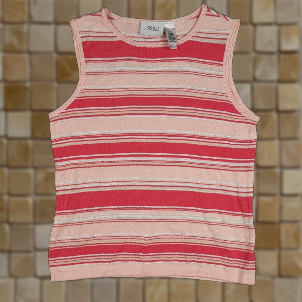 Vintage VINTAGE Lizgolf Pink Striped Knit Sleeveless Athletic Tank Top Women's Medium Retro Golf 90s Size M / US 6-8 / IT 42-44 - 1 Thumbnail