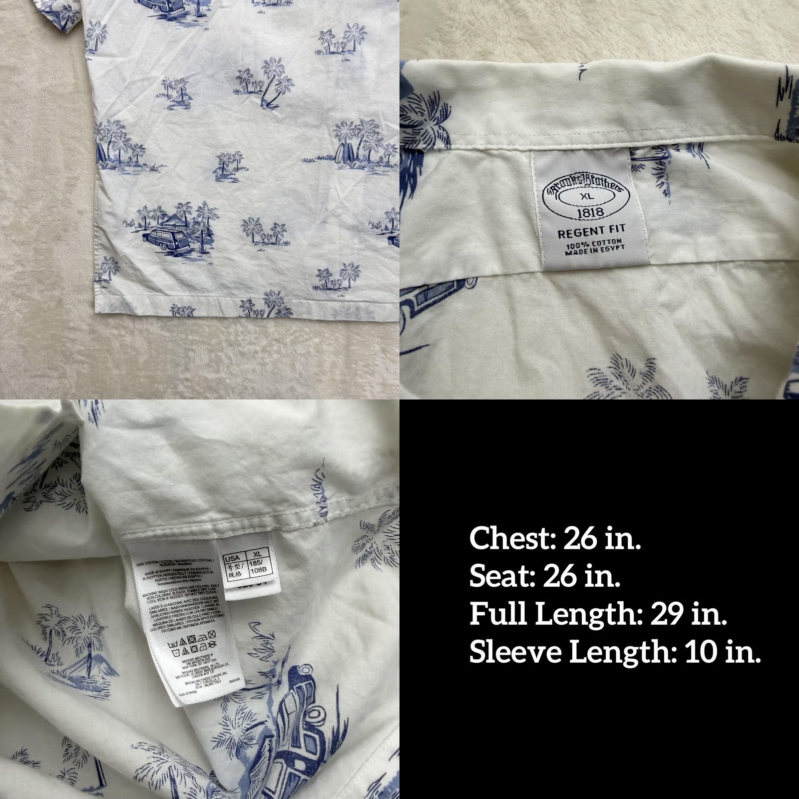 Brooks Brothers Brooks Brothers Shirt Mens XL White Blue Hawaiian Beach Print Button Front Shirt Size US XL / EU 56 / 4 - 9 Thumbnail