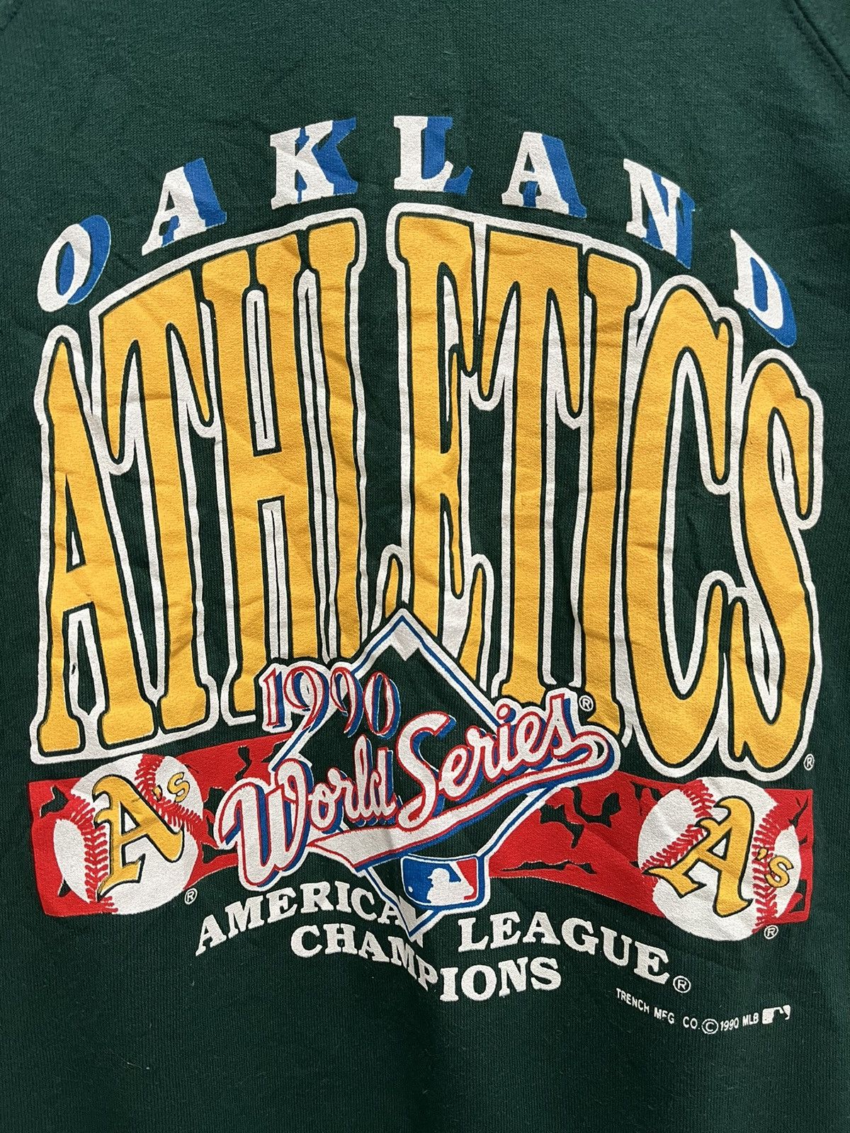 MLB Vintage 90s Oakland Athletics 1990 A’s Sweatshirt Trench Mfg Size US M / EU 48-50 / 2 - 3 Thumbnail