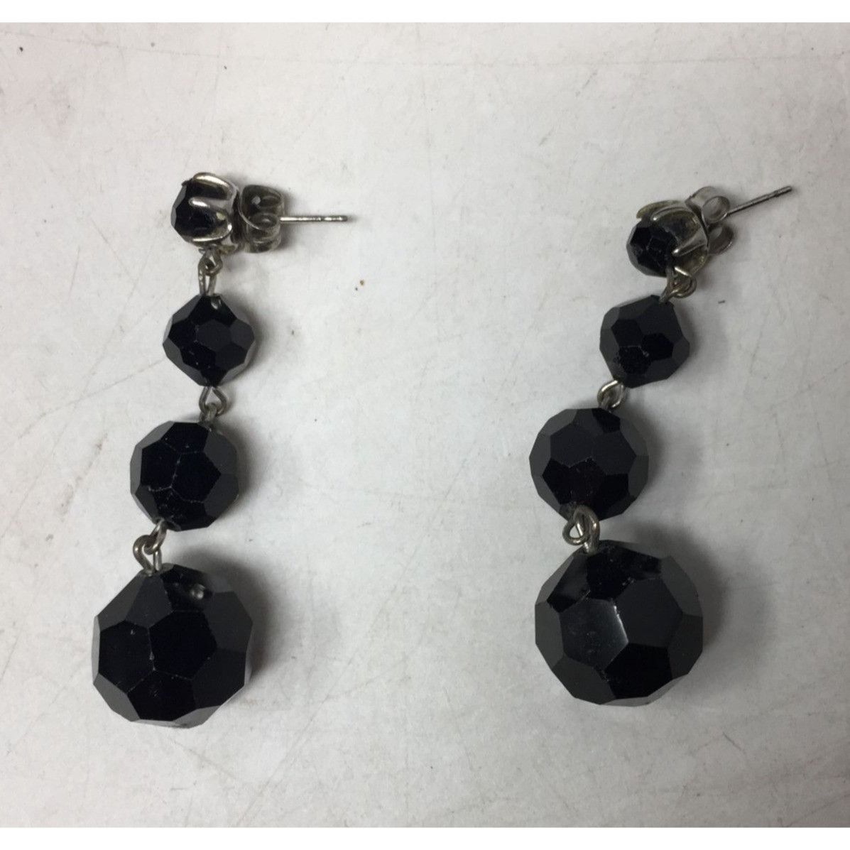 Other Women's Black and Silver Beaded Dangle Earrings Size ONE SIZE - 2 Thumbnail