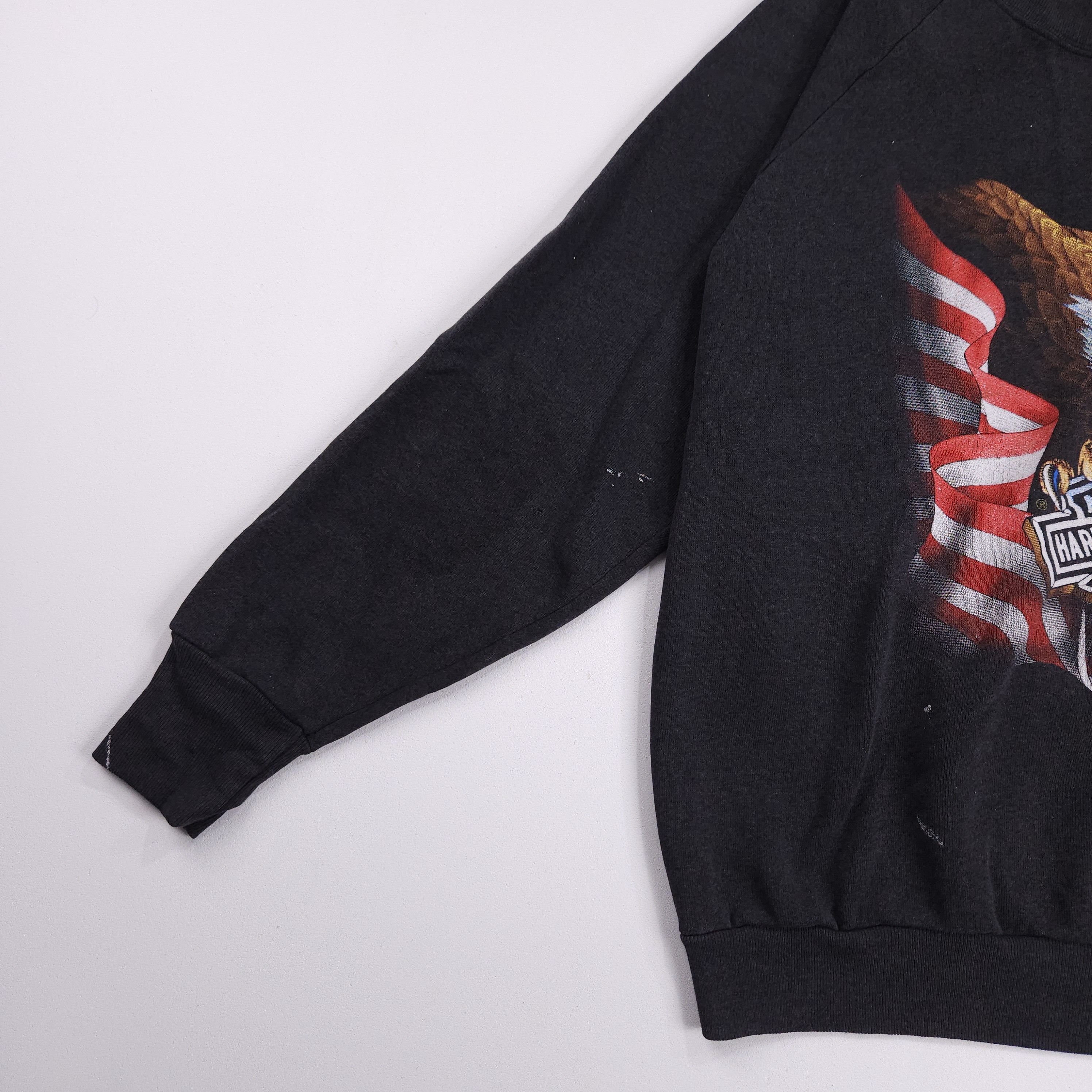 Harley 3d Emblem Bald Eagle American Flag Sweatshirt L