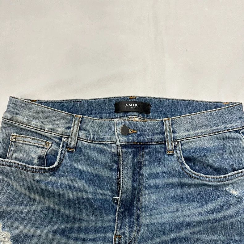 Amiri Amiri Washed double knee destruction denim pants Size US 33 - 2 Thumbnail