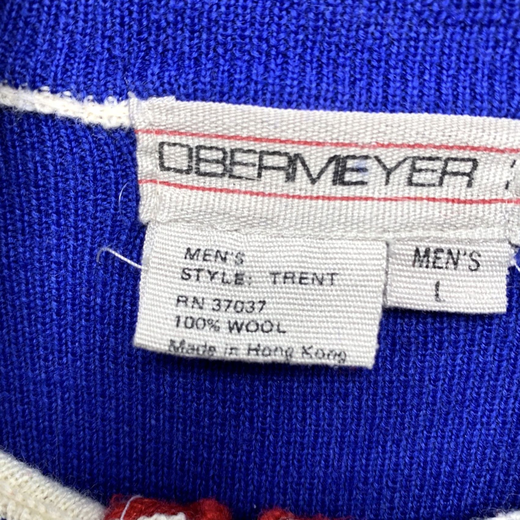 Obermeyer Vintage Obermeyer Sweater Mens Large Cream Red Blue Wool Blend Knit Pullover Size US L / EU 52-54 / 3 - 3 Thumbnail
