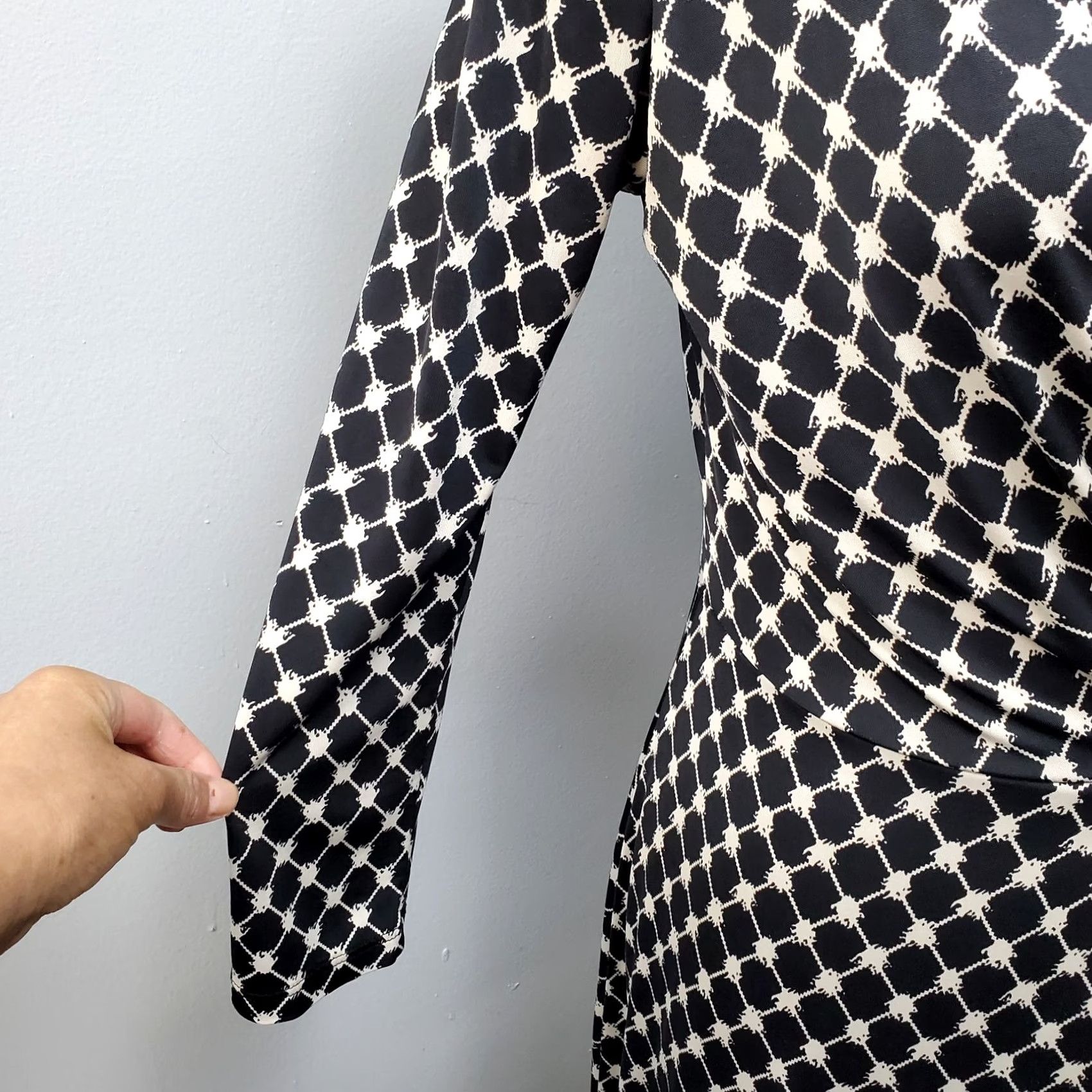 Vintage Gilli Sheath Dress Womens M Black White Geometric Pleated Waist Boat Neck Size M / US 6-8 / IT 42-44 - 5 Thumbnail