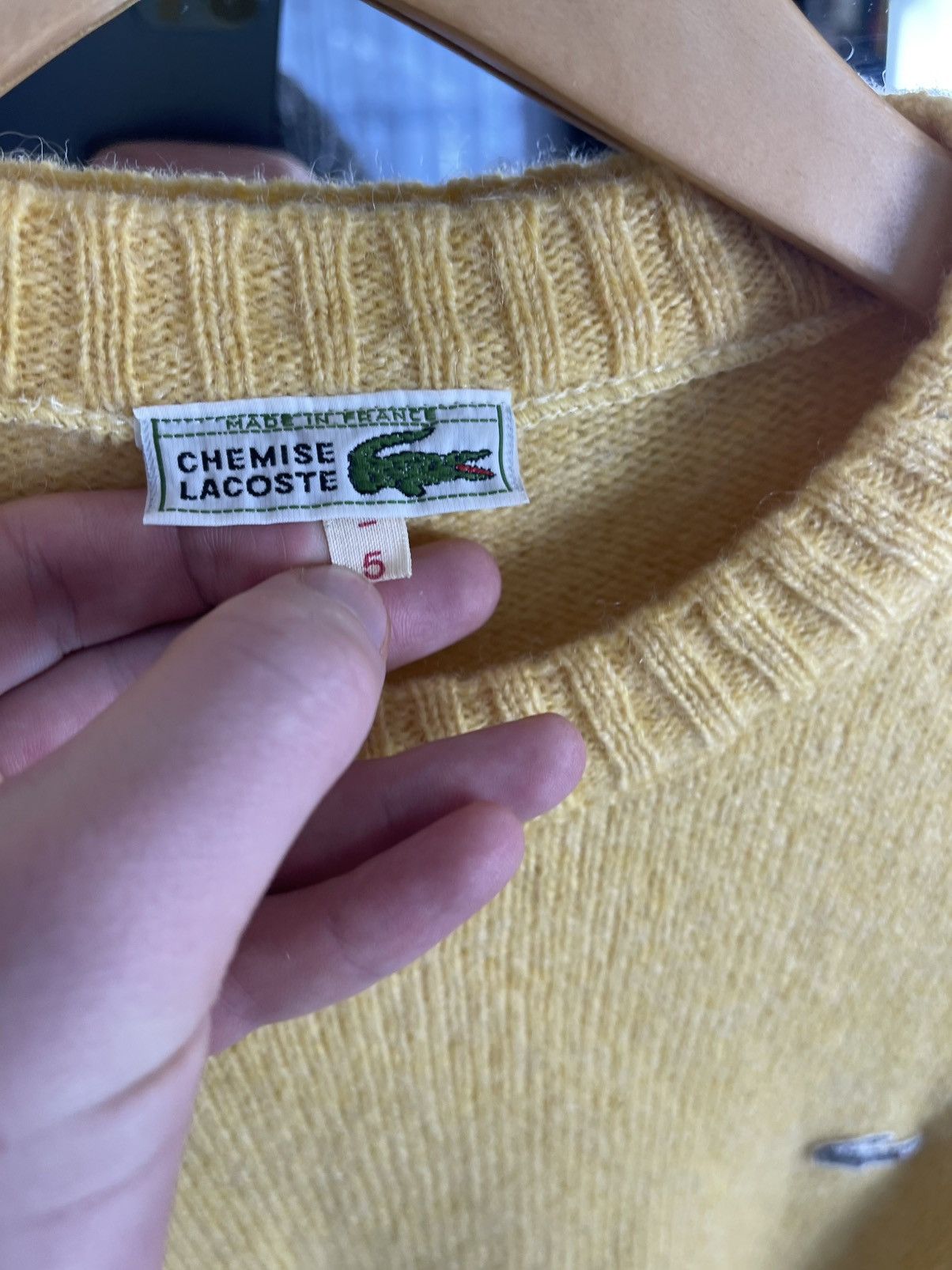 Lacoste Vtg Chemise Lacoste France Pure Wool Knit Yellow Sweater Size US L / EU 52-54 / 3 - 5 Thumbnail