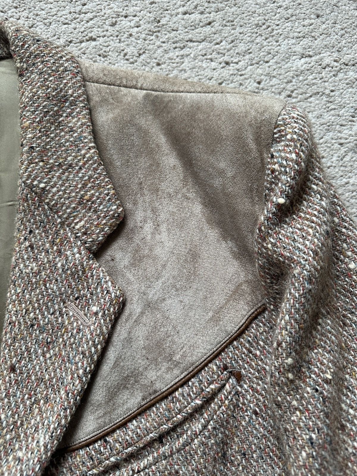 Yohji Yamamoto 1990s Work’s Tweed Leather Jacket Size US L / EU 52-54 / 3 - 7 Thumbnail