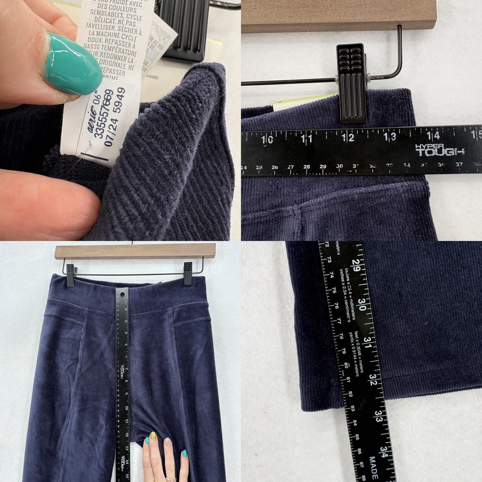 Vintage OFFLINE Aerie Bootcut Corduroy Leggings Womens M Blue Hi Rise Pockets Yoga NWT Size 32" / US 10 / IT 46 - 8 Thumbnail