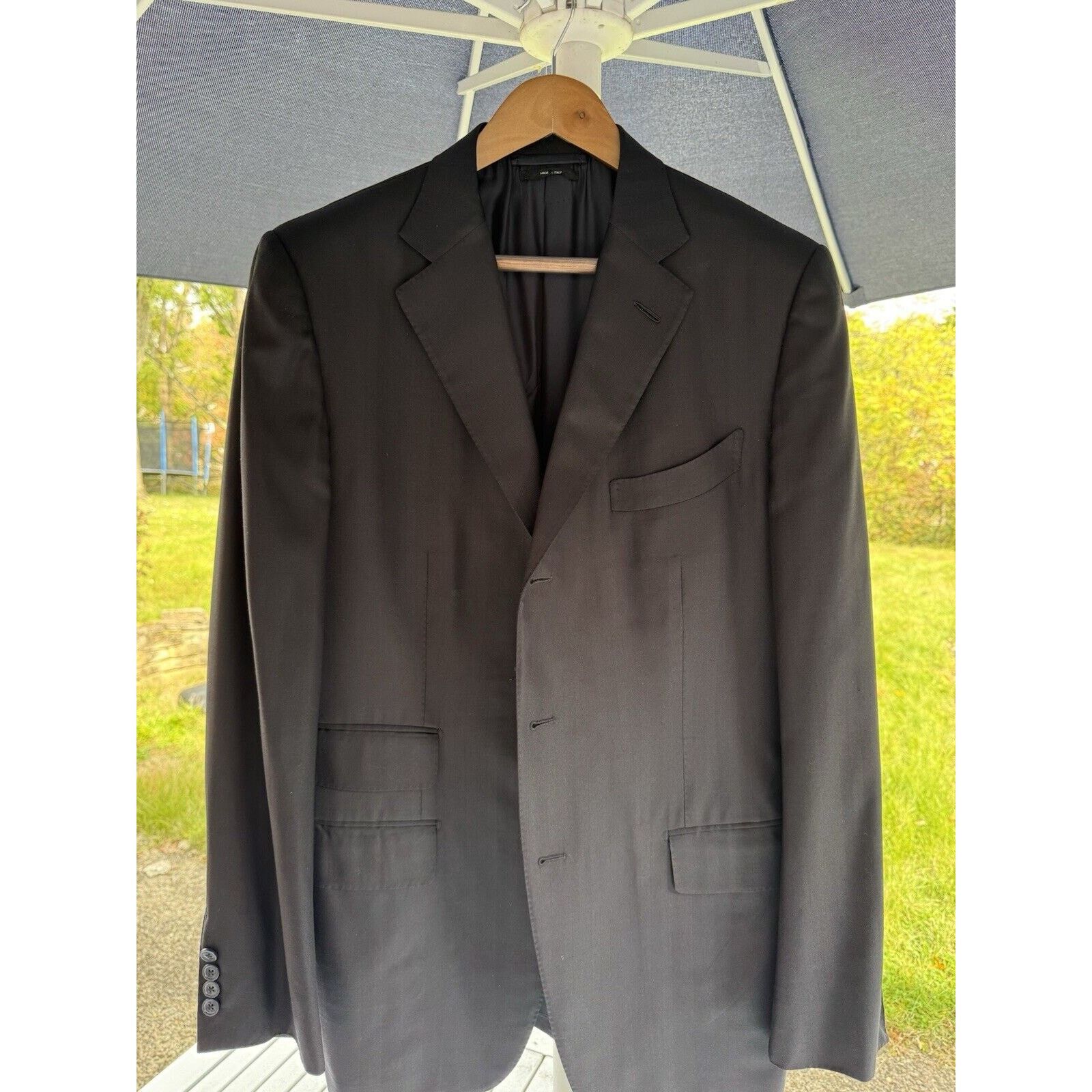Tom Ford Tom Ford Navy Herringbone Suit Jacket Silk Wool 54/44 Notch Size 44R - 2 Thumbnail