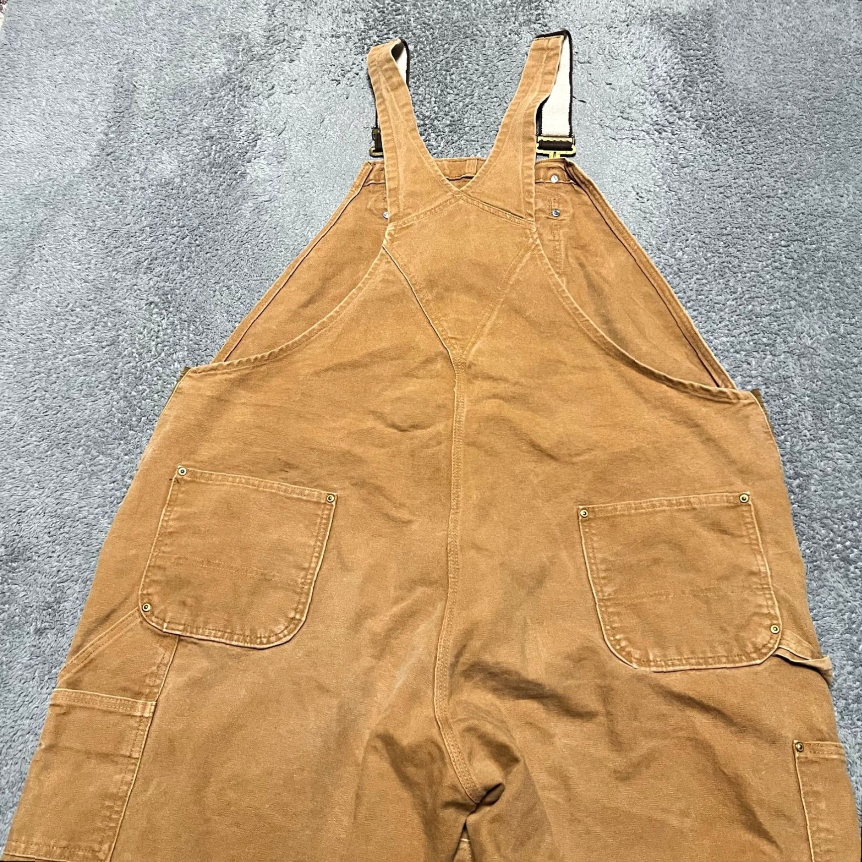 Carhartt VINTAGE Carhartt Duck Bib Overalls Mens 48 x30 USA Double Knee 102776 Brown Big & Tall Mens Size US 32 / EU 48 - 4 Thumbnail